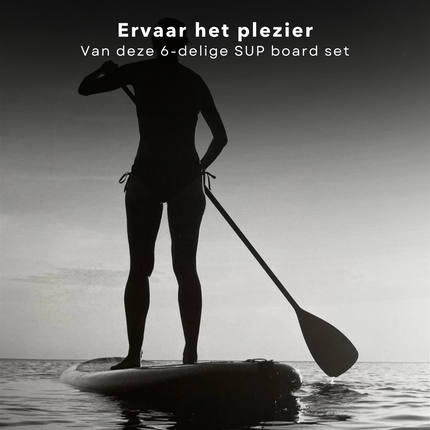 Cheqo® Complete SUP-Set - Opblaasbaar SUP Board - Stand Up Paddle Board - 305x71x15cm - 150kg - Ideaal voor Beginnende & Gevorderde Peddelsurfers - EVA Anti-Slip - Verstelbare Peddel - Met Rugtas - Handpomp - Leash - Reparatiekit SUP Board
