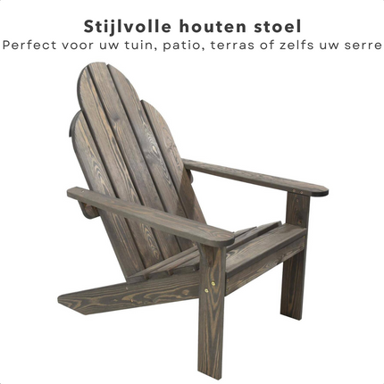 Cheqo® Loungestoel - Tuinstoel - Hout - Grey Wash - Pinewood - 88 x 69 x H92 cm - Stoel voor Tuin & Balkon - Ligstoel - Tuin Stoel - Lange Levensduur Tuinstoel