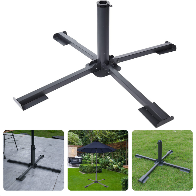 Cheqo® Metalen Parasolvoet - Inklapbaar - Extra Stevig - Verzwaren met Tegels - 40x40 cm Parasolvoet