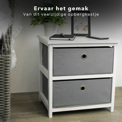 Cheqo® Opbergkastje - 2 Lades - Kastje - Nachtkastje - MDF - 45x40x30cm Opbergkast