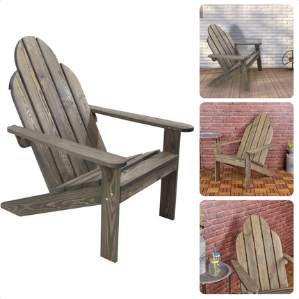Cheqo® Loungestoel - Tuinstoel - Hout - Grey Wash - Pinewood - 88 x 69 x H92 cm - Stoel voor Tuin & Balkon - Ligstoel - Tuin Stoel - Lange Levensduur Tuinstoel
