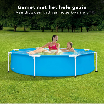 Cheqo® XL Opzetzwembad - Metalen Frame - Zwembad - Opzetbad - Ø244cm - 1828L - 38cm Waterhoogte Opzetzwembaden