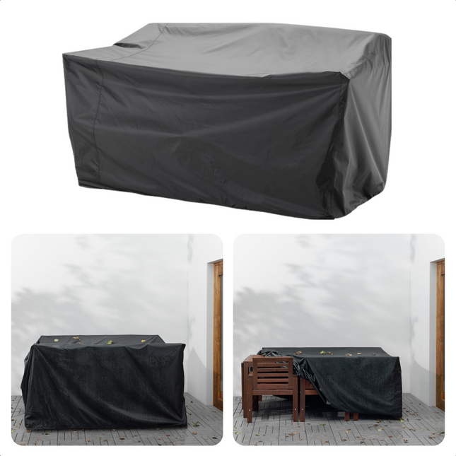 Cheqo® Tuinsethoes - Tuinmeubelhoes - Beschermhoes Tuinset - 165x140x90cm - 210D Polyester + PU Coating - Met Opbergzak - Zwart - Tuinmeubelset Hoes Tuinmeubelhoezen