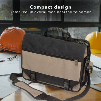 Cheqo® 2-in-1 Gereedschapstas en Aktetas - Gereedschapskoffer - 20kg Max. Draaggewicht - 40x31cm - Documenten, Gereedschappen & Accessoires - Gepolsterd Handvat & Schouderriem Gereedschapstas