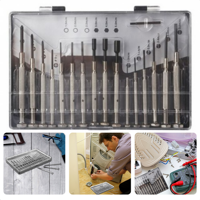 Cheqo® Precisie Schroevendraaierset - Schroevendraaiers  Klein - Gereedschapset - 16-delig - Handgereedschap - Klusgereedschap - Lange Levensduur - Schroevendraaier - Hoge Kwaliteit Schroevendraaiers