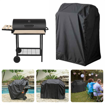 Cheqo® Afdekhoes BBQ - Cilindervormige BBQ - Barbecue Hoes - 95x60xh85cm - Zwart - Polyester - Incl. Opbergzak met Rits Barbecuehoezen