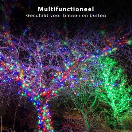 Cheqo® LED Verlichting 600 LED - 18m - Multicolor - 8 Lichtfuncties - Soft Wire - 3m Aanloopsnoer - Feestverlichting - Kerstverlichting - Tuinverlichting - Buitenverlichting - Gekleurde Kerstverlichting - Voor Binnen en Buiten Kerstboomverlichting