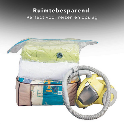 Cheqo® Vacuümzak met Opberghoes - Vacuümzakken voor Kleding of Beddengoed - Herbruikbaar & Milieuvriendelijk - Kleding Opbergen - 50x61x30cm - Inclusief Hoes Vacuumzakken
