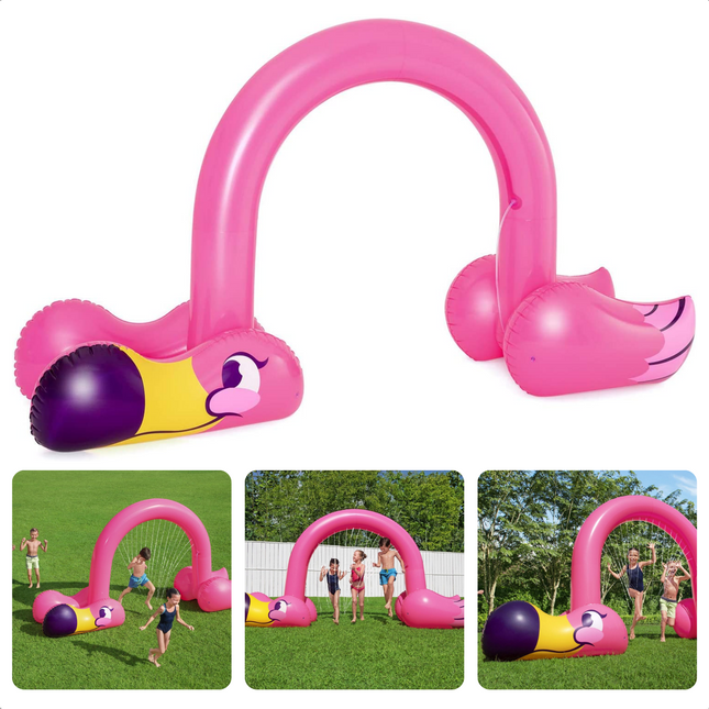 Cheqo® Flamingo Sproeier Speelgoed - 193x340cm  - Opblaasfiguur - Zwembad Speelgoed voor Kinderen Opblaasfiguren