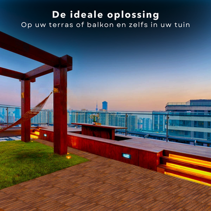 Cheqo® Acacia Houten Terrastegels - 30x30 cm - 9 stuks - 0.81m2 - Balkon, Terras of Vlonder - Snelle Montage - Vlondertegel - Tuintegels - Terrasplanken - Balkon vloer - Kliktegels - Buiten tegels - Warme Uitstraling Terrastegels