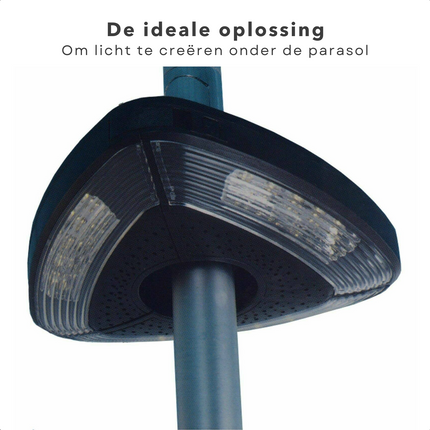 Cheqo® Parasolverlichting - Parasol Lamp - Parasol Verlichting - 15 LED's - 19cm - 38-48mm - Op Batterijen - Moderne Zwart Parasolverlichting