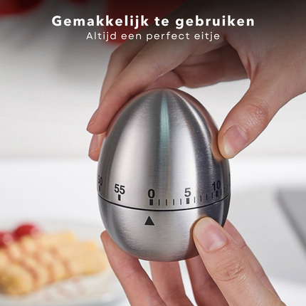 Cheqo® Kookwekker met Eierdopjes - 4 Eierdopjes - Eierdoppen - 60 Minuten - 5cm Diameter - 5,5cm Hoogte Eierdopjes