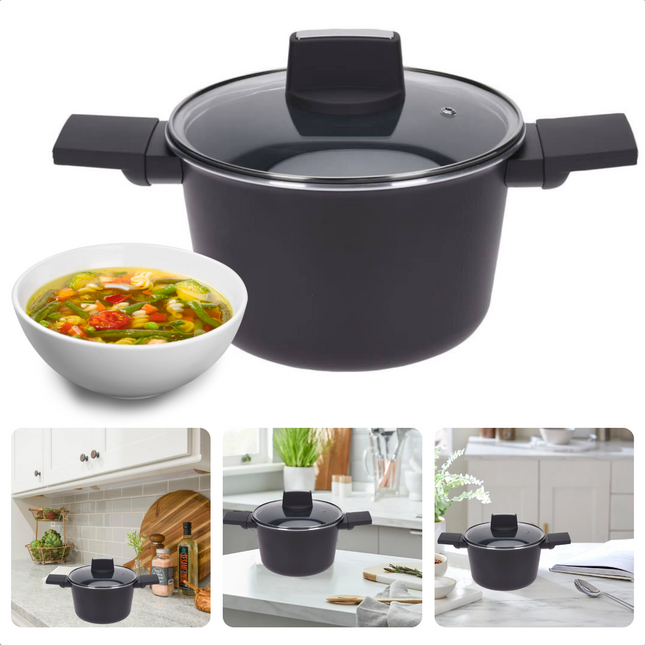 Cheqo® Braadpan met Deksel - Ø24cm - Aluminium - Alle Warmtebronnen - Ook voor Inductie Braadpan