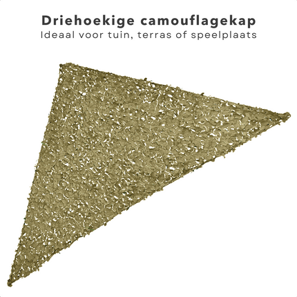 Cheqo® Schaduwdoek Camouflage - Camouflagenet - Camouflage Net - Buitennet - Driehoek 360x360x360cm - Olijfgroen - 210D Polyester - 3x 3.50m Touw - Met Afsluitbare Draagzak Schaduwdoek