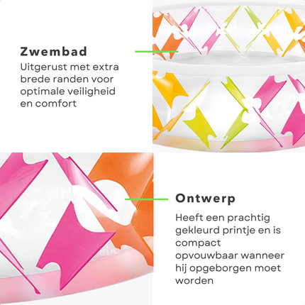 Cheqo® Opblaas Zwembad - Opblaasbad - 229x56cm - 840L - Extra Brede Randen - Compact Opvouwbaar - Leegloopventiel - Afvoer met Stop Opzetzwembaden