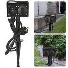 Cheqo® Praktische Tuinstekkerdoos - Stekkerdoos Buiten - Tuincontactdoos - 4-Voudig - Buitencontactdoos 2+2-Voudig - Met Grondpen - Randaarde - Kinderbeveiliging - IP44 - 3680W - 16A - 250V Stekkerdoos