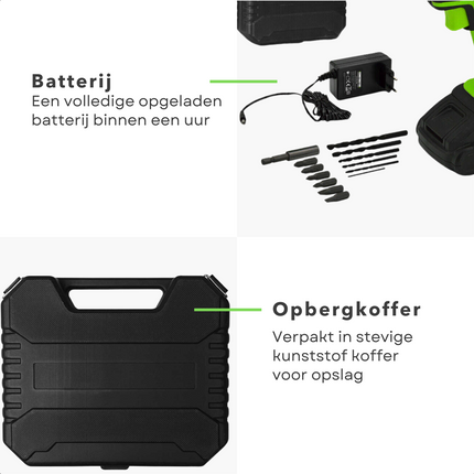 Cheqo® Accuboormachine - 14.4V - Schroefboormachine - Schroefmachine - Li-ion 2000mAh - 0-400/1500 tpm - 10mm Boorkop - 17+1 Slipkoppeling - 1 uur Oplaadtijd - 6 Bits & Bithouder - Verpakt in Kunststof Koffer Accuboormachines