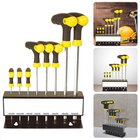 Cheqo® Kogelkop Inbus T-Grepen 8-delig met Houder - Mat Verchroomd Vanadium Staal - Extra Geharde Magnetische Kogelkop - 8-delige Set - T-Greep - Inbussleutel - Inbusset - Handgereedschap - Gereedschapset - Inbussleutelset - Sleutelgereedschap Inbussleutelset