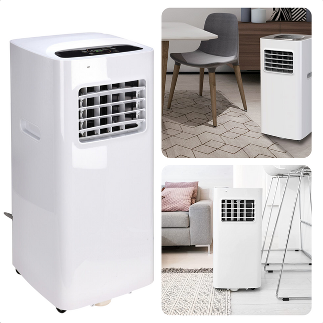 Cheqo® Mobiele Airco - Airconditioner - 7000BTU - 2000W - Ontvochtigingsfunctie - Timer - Afstandsbediening - LED-bedieningspaneel - 23-27m2 - 0.8L/h - Verrijdbaar - 65dB Airco