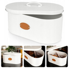Cheqo® Broodtrommel - Brooddoos - Vershoudtrommel van Metaal - Wit - Brood Bewaren - 33x18x15cm - Handvat - 700g - Lunchbox - Brooddoos broodtrommel