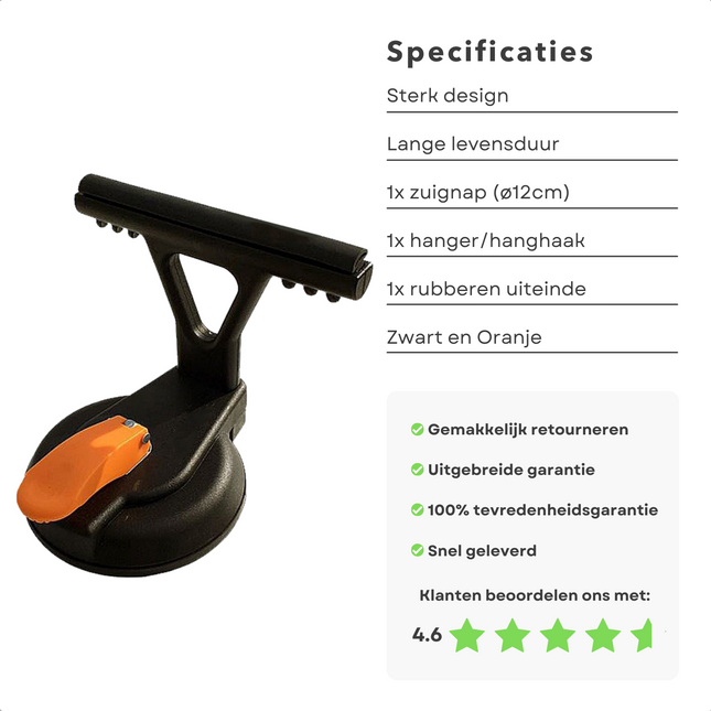 Cheqo® Zuignap Hanger - Voor Auto - Caravan - Boot - Camper - Spanband - Ophanghaak - Bindriem - Dakkoffer Alternatief Spanbanden