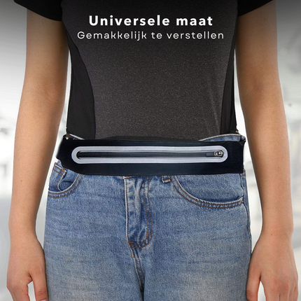 Cheqo® Verstelbare Sportriem met Rits - Running Belt - Running Bag - Heuptasje - Hardloop Heuptas - Hardloopriem - 100 cm Elastisch & Comfortabel - 100% Nylon - Ideaal voor Hardlopen, Wandelen & Fietsen Running belts