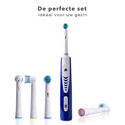 Cheqo® - 4 Stuks Opzetborstels voor Elektrische Tandenborstel - Geschikt voor de Meeste Elektrische Tandenborstels - Eigen Kleurring aan de Onderkant - Lengte 7 cm Opzetborstel Tandenborstel