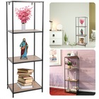 Cheqo® Wandkast - Opbergkast - Woonkamer - Stellingkast - Kast met 4 etages - 45x30x130cm - Opbergkast - Wandmontage - Modern Design - Metalen Frame - MDF Bovenkant - Melamine - Houtkleur Wandkast