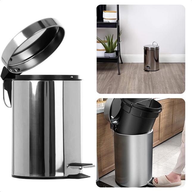 Cheqo® Pedaalemmer - Afvalemmer - Afvalpak - Prullenbak - 3 Liter - Glans - 25x25cm Pedaalemmer