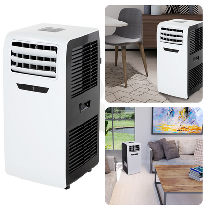 Cheqo® Mobiele Airco - Airconditioner - 9000BTU - 2600W - 350m3/h - Ontvochtigingsfunctie - 24-uurs timer - Afstandsbediening - Controlpanel - Verrijdbaar - 32-37 m2 - 1.0l/h - Afvoerslang - Wasbaar Filter - 220-240V - 50HZ Airco