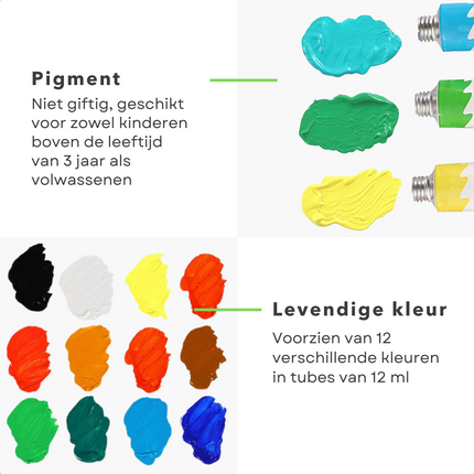 Cheqo® PRO Aquarelverf Set - Aquarel - Hobbyverf - 12ml - 12 Kleuren Hobbyverf