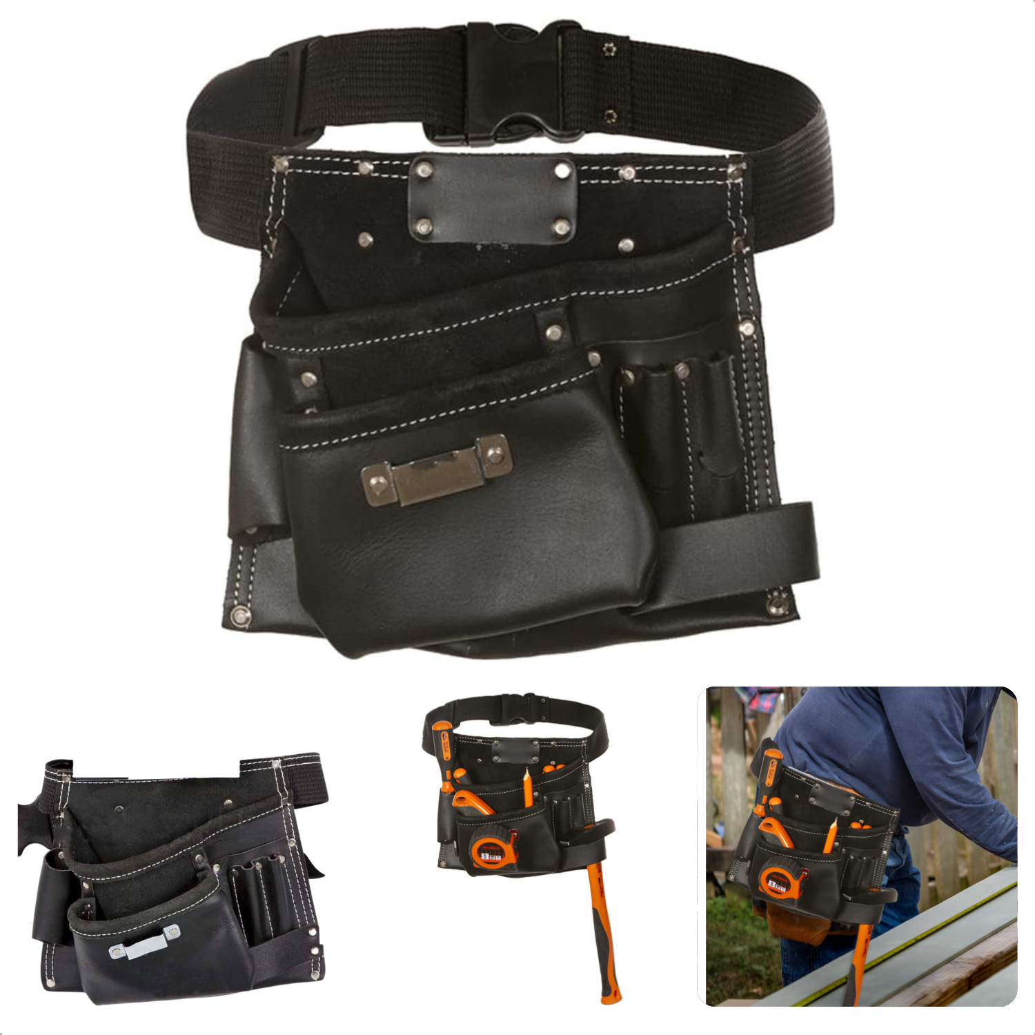 XTR0920001 Gereedschapsgordel in suede leer 11 zakken XTR0920001 Gereedschapsgordel in suede leer 11 zakken