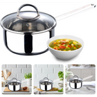 Cheqo® Sauspan met Deksel - Kookpan - Steelpan - Ø16cm - 1.35L - RVS & Aluminium - Gas, Keramisch, Elektrisch & Inductie - Vaatwasserbestendig - Inclusief Glazen Deksel met Stoomgat - Met Maataanduiding Sauspan