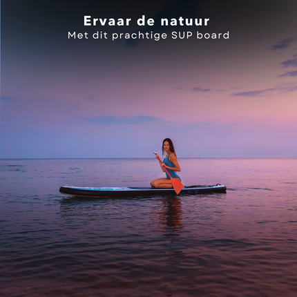 Cheqo® Complete SUP-Set - Opblaasbaar SUP Board - Stand Up Paddle Board - Ideaal voor Beginnende & Gevorderde Peddelsurfers - EVA Anti-Slip Bekleding - 150kg Max Belasting - Verstelbare Peddel - Met Handpomp & Reparatiekit SUP Board