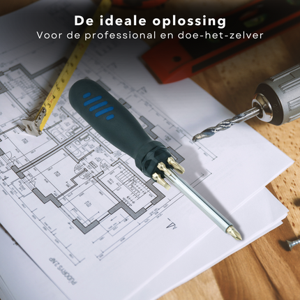 Cheqo® Telescoop Schroevendraaier met Bits - 60cm Uitschuifbaar - 7 Bits - Kruiskop PH1/PH2/PH3 - Sleuf 5/7mm - Torx T-15/T-20 - Magneethouder - Handgereedschap - Klusgereedschap - Schroevendraaiset - Multifunctioneel Schroevendraaiers
