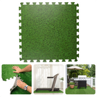 Cheqo® Multifunctionele Zwembadtegels - Puzzeltegels - Zwembad Vloermat - Fitness Puzzelmat - Yogamat - Tuinvloer - Set van 6 stuks - 40x40cm - Grasprint - Kunstgras - Vloertegels Onderzeilen