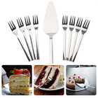 Cheqo® 9-Delige Taartset - 8 Gebaksvorkjes (15 cm) - 1 Taartschep (23 cm) - Cakeschep met Taartvorken Taartschep