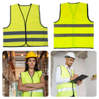 Cheqo® Reflecterend Veiligheidsvest - Veiligheidshesje - Gele Hesjes - Unisex - Fluoriserende Zichtbaarheid Overdag & 's Avonds - Klittenbandsluiting - DIN-EN-ISO-20471, Klasse 2 Veiligheidshesjes
