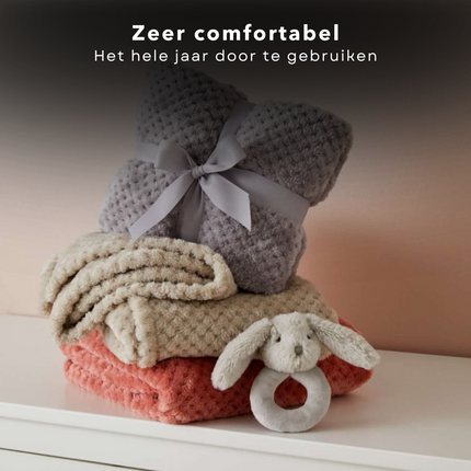 Cheqo® Fleece Deken - Fleece Plaid - Dekentje - 130x170cm - Voor de Koude Dagen - Polyester - Grijs - Bed & Bank Plaids