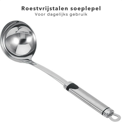 Cheqo® RVS Soeplepel - 33cm x 9cm - Ophangoog - Pollepel - Soep Lepel Soeplepel