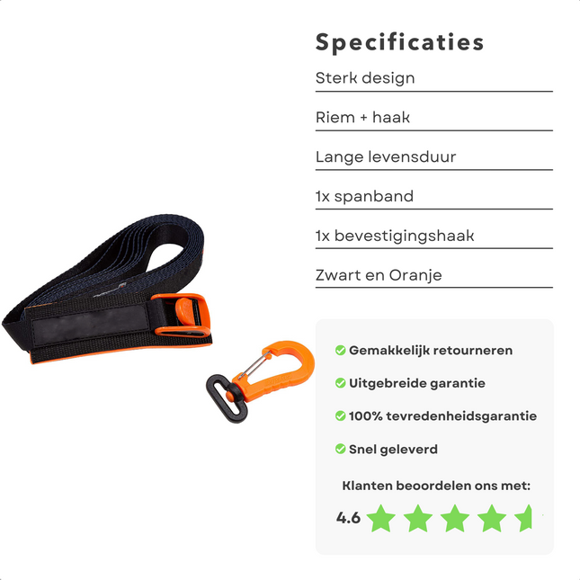 Cheqo® Spanband met Haak - Handige Bevestigingsset voor Auto, Caravan, Fiets - Sjorbanden - Klemsluiting - Dakkoffer Alternatief - Eenvoudige Bevestiging zonder Gereedschap - Veelzijdig Gebruik - Verhuishulp Spanbanden