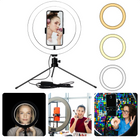 Cheqo® Selfie Light - Ringlamp met Telefoonhouder - Make-Up Lamp - TikTok Lamp - Ringlicht - 3 Kleuren - 10 Heldere Niveaus - Draaibaar & Buigbaar - Ø 26 cm, 600-1300 lm - Met USB Kabel Ringlamp