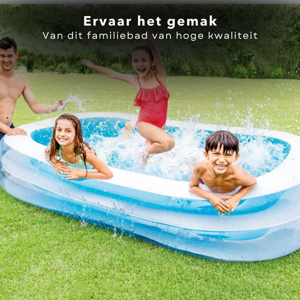 Cheqo® Opblaasbaar Zwembad - Opblaasbad - 262x175cm - 770L - Extra Brede Zijkanten - Uitloopventiel - Familiebad Opzetzwembaden