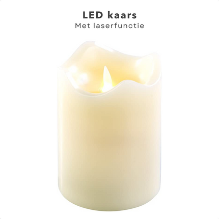Cheqo® LED-Kaars met Laserfunctie - 12.5cm - Flakkerlamp & Laser - Op Batterijen - Veilig - Beweegbare Vlam - Realistische Nep Kaars - Theelichtje - Horeca Kaarsen - Waxinelichtjes - Wax Kaarsen - Kerstverlichting - Sfeerverlichting led kaarsen