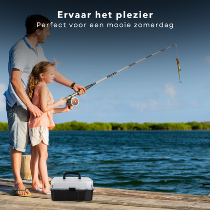 Cheqo® Viskoffer met Accessoires - Visspullen met Alle Benodigdheden - Vis Set - 30x19x15cm - Inclusief Dobbers, Vishaken, Snoer, Draad & Meer Viskoffer