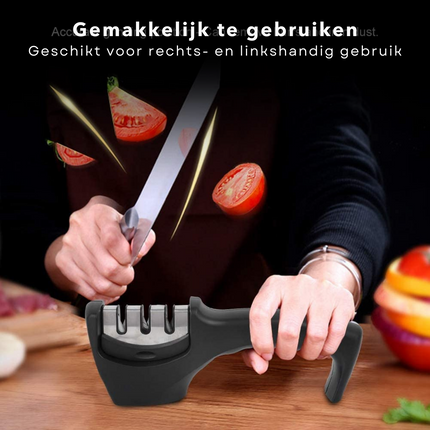 Cheqo® Messenslijper - Doortrekslijper - Messen Slijper - 3 Scherptestanden - Grof, Fijn, Keramisch - 20,5x5x7cm Messenslijper