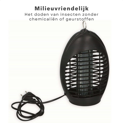 Cheqo® Insectenlamp - Muggenlamp - Insectendoder - Vliegenlamp - Kunststof - 1.5m Snoer - 23cm Hoogte - 220-240V, 50Hz - 1W Vermogen Insectenlampen