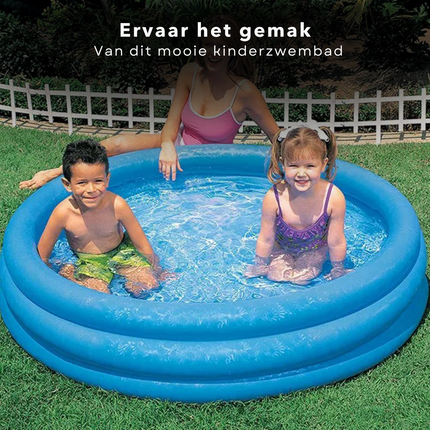 Cheqo® 3-Rings Zwembad - Opblaasbaar Zwembad - Opzetbad - Zwembad voor Kinderen - 147cm - 33cm - 3 Luchtkamers - Dubbelventielen -  Kinderbad Opblaas Zwembad