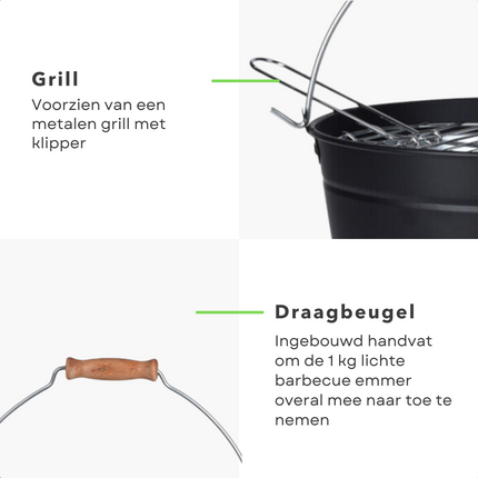 Cheqo® Draagbare Houtskoolbarbecue - Barbecue - BBQ - Camping Barbecue - Grill - BBQ Emmer BBQ
