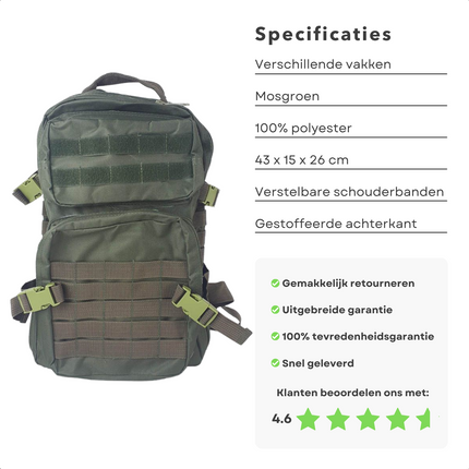 Cheqo® Backpack - Zwart - 40x30x15cm - Rugzak - Schoudertas - Reistas - Outdoor - Reizen - Vakantie - Mode Rugtas